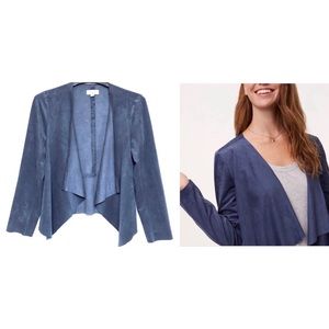 LOFT  Faux Suede Blazer / Cardigan, Blue, 2 Petite